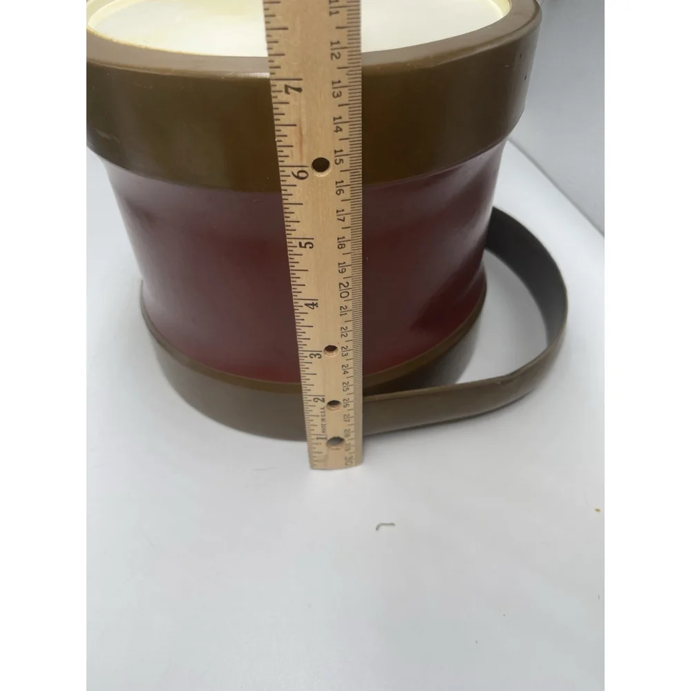Ice Bucket Faux Brown Leather 1960s MCM Cocktails Academia Barware